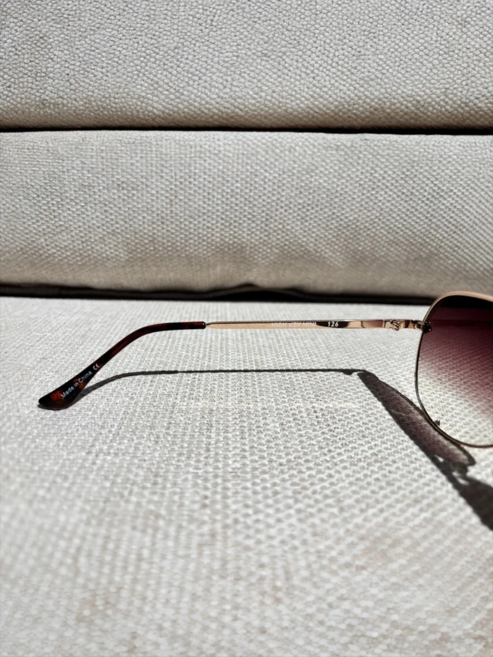 Quay High Key Mini (Large) Gold Frame w/Brown Fade Aviator Sunglasses - Picture 5 of 8